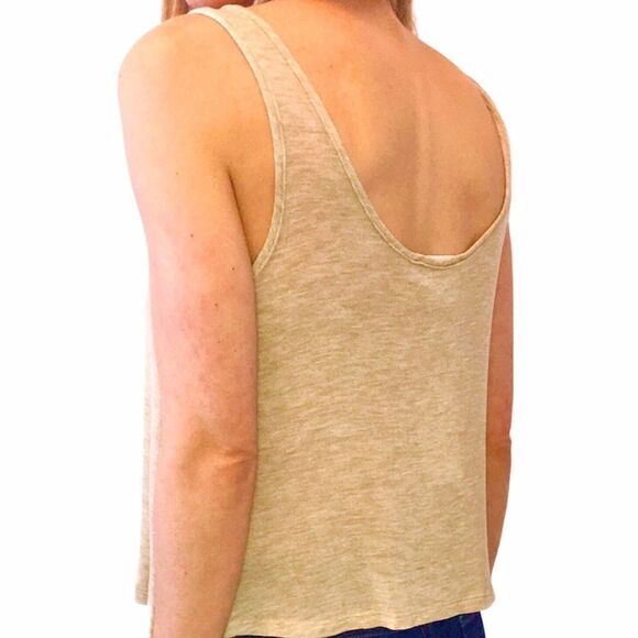 NWT SADIE & SAGE Tan Low Back Knit Tank Top Shirt - Picture 2 of 2
